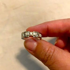 Authentic Tiffany & Co 14k white gold with three diamonds size 6